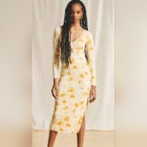 Abercrombie & Fitch Cream and Orange Floral Long Sleeve Dress NWT   SM